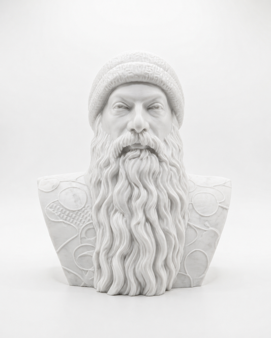 Golden osho Mystic Bearded Sage Bust – 3D Printed Spiritual Home Decor Statue