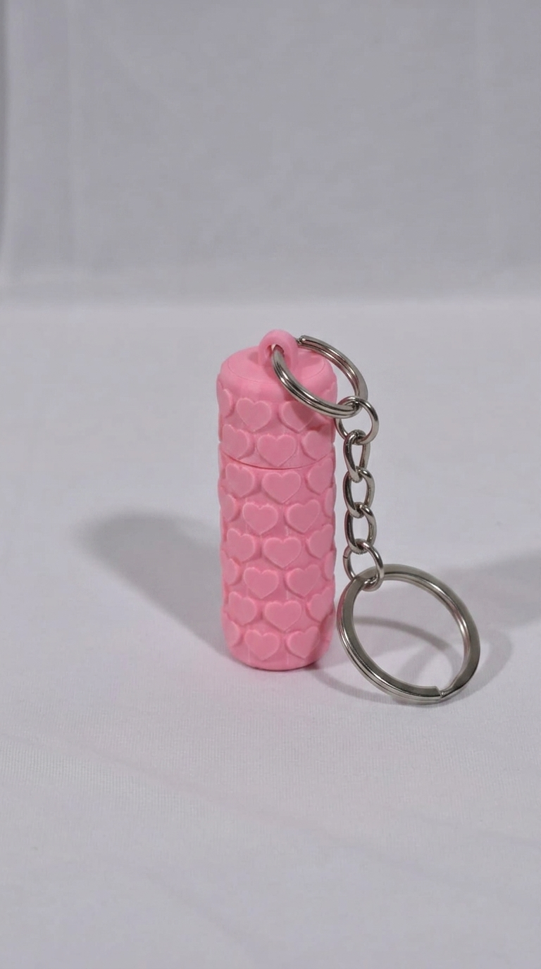 Pink Heart Beaded Keychain