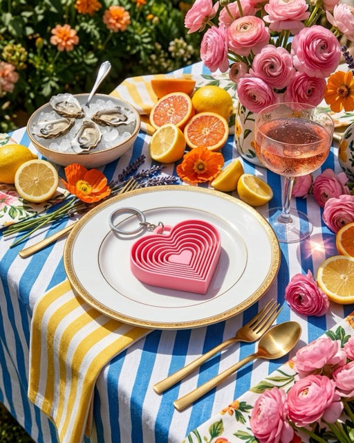 Pink Heart Layered Keychain