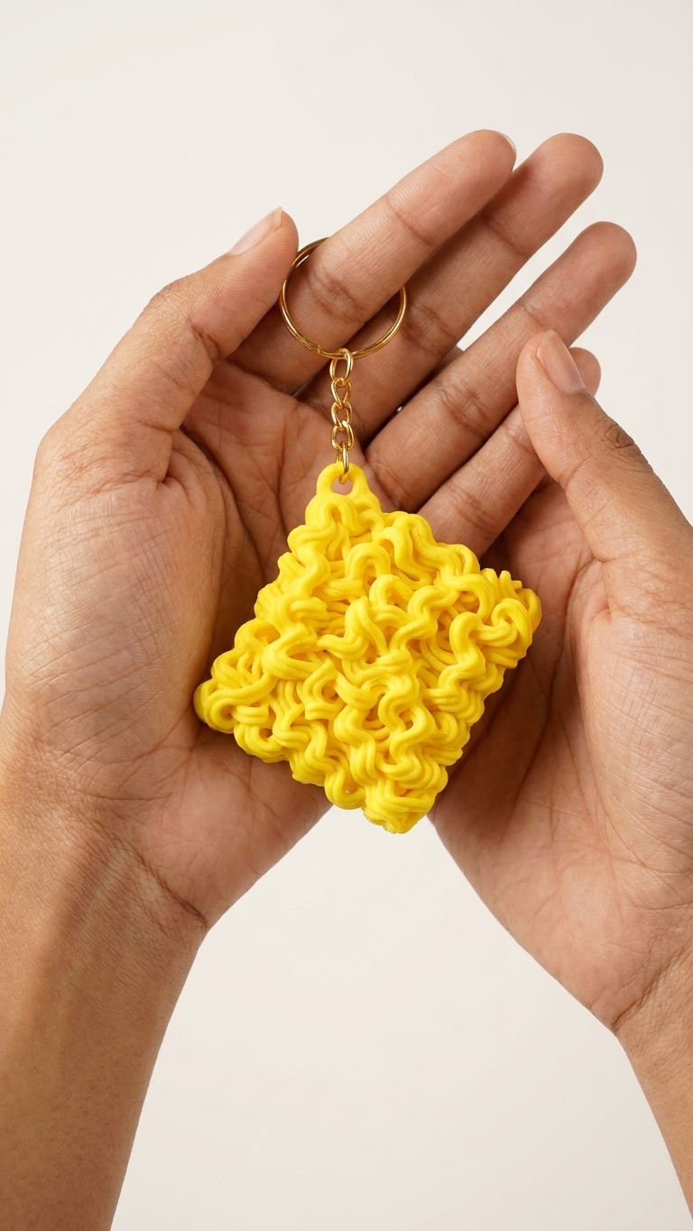 Noodle Keychain – Fun & Unique Yellow Bag Charm