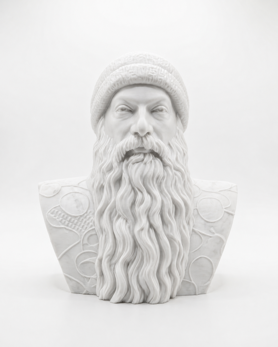 Golden osho Mystic Bearded Sage Bust – 3D Printed Spiritual Home Decor Statue