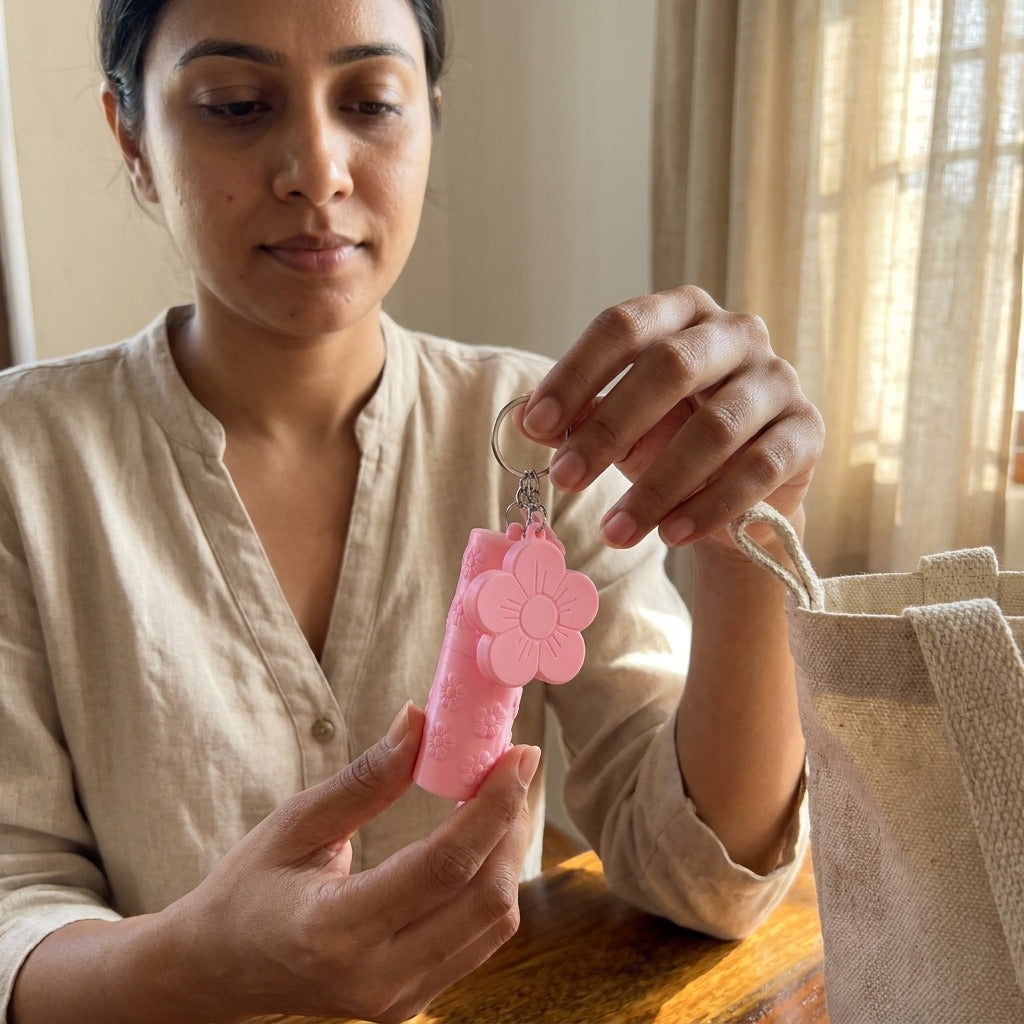 3D Printed Floral Lip Balm Holder Keychain