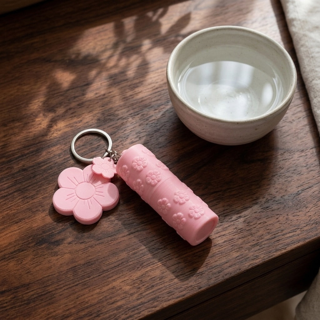 3D Printed Floral Lip Balm Holder Keychain