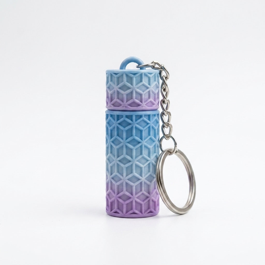 3D Printed Geometric Lip Balm Holder Keychain