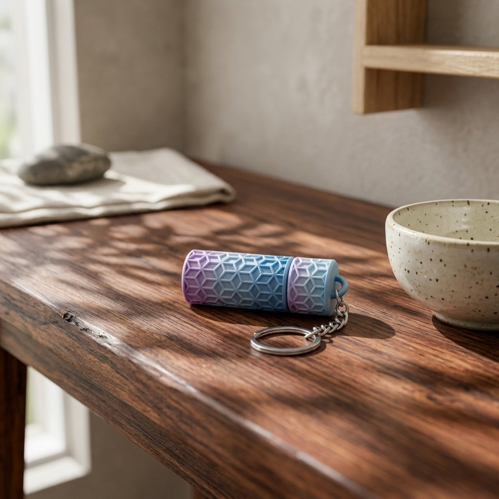 3D Printed Geometric Lip Balm Holder Keychain