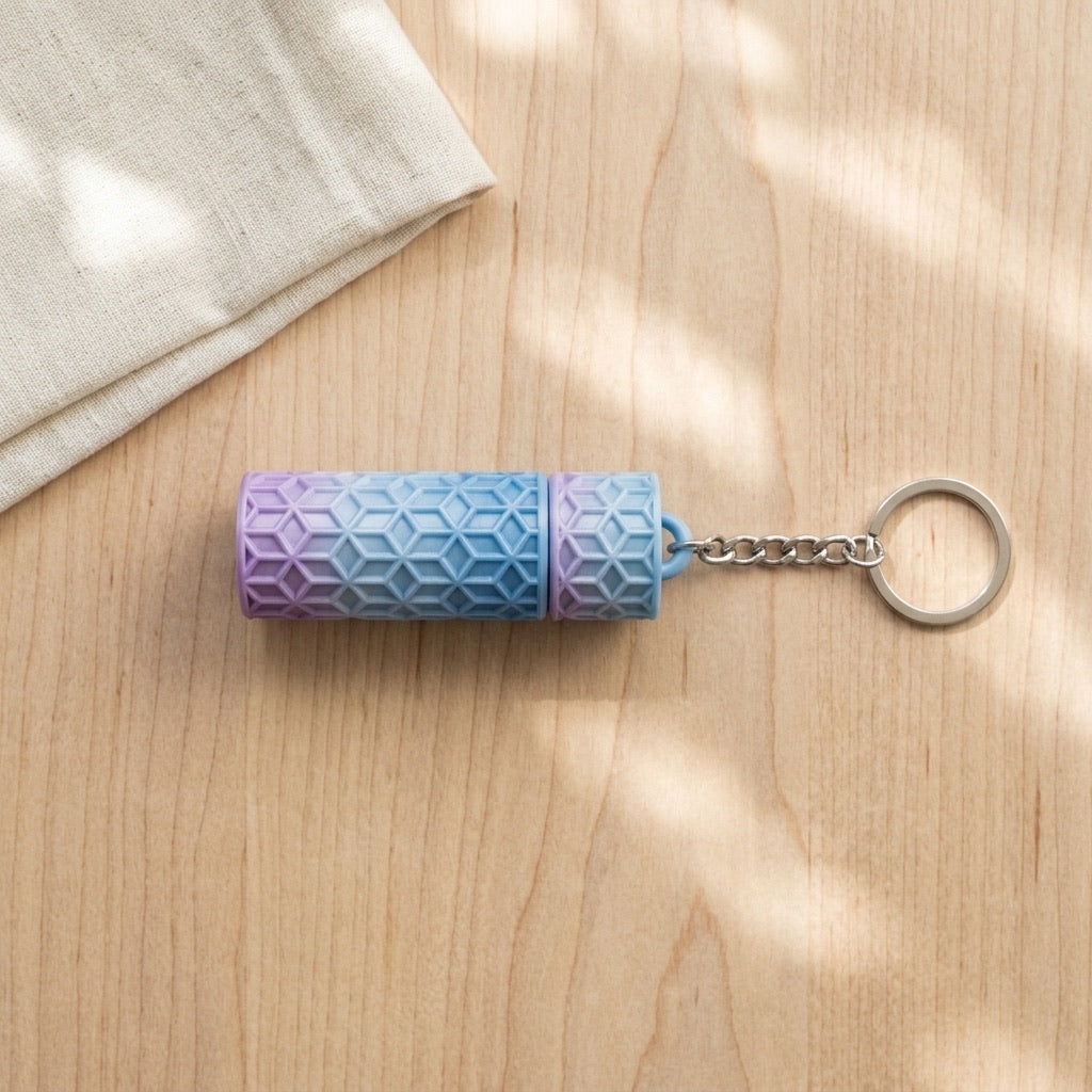 3D Printed Geometric Lip Balm Holder Keychain
