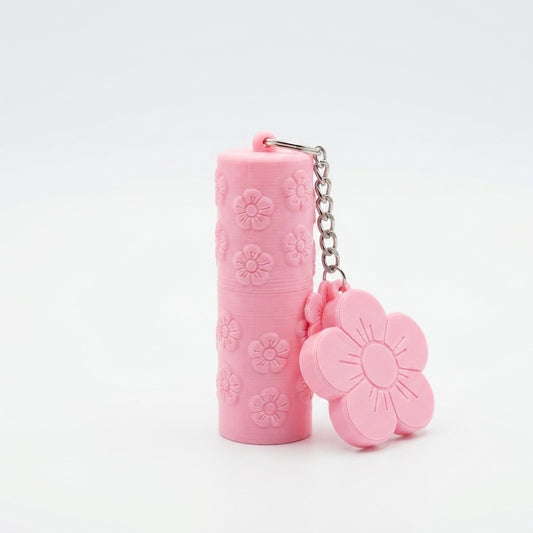 3D Printed Floral Lip Balm Holder Keychain
