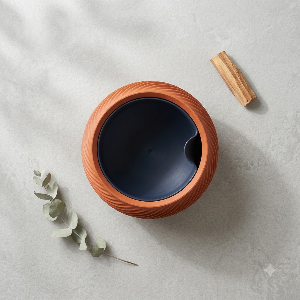 3D Printed Self-Watering Indoor Planter with Water Reservoir – Spiral Pot