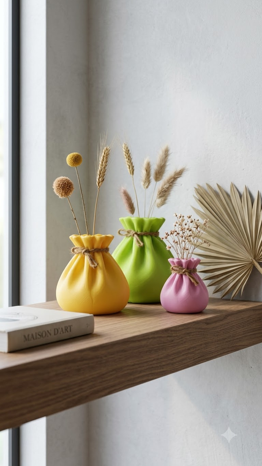 Potli Flower Vase Set of 3 3D Printed