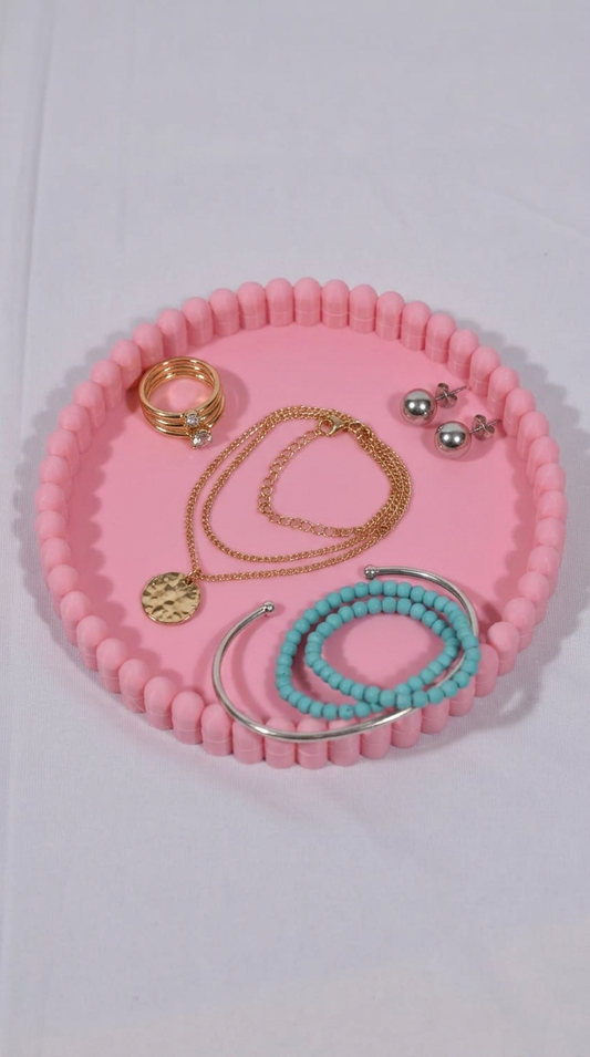 Pink Jewelry & Vanity Tray – Elegant Decorative Organizer