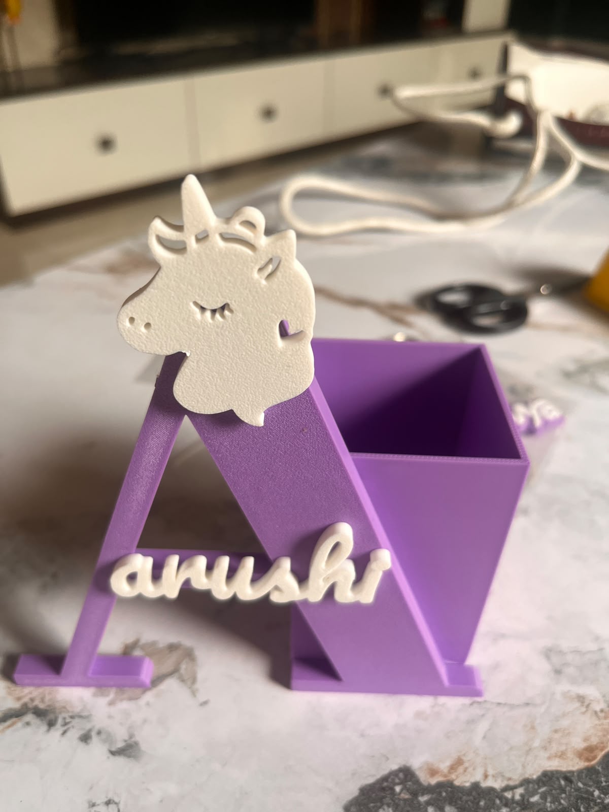 Personalized 3D Printed Initial Desk Organizer