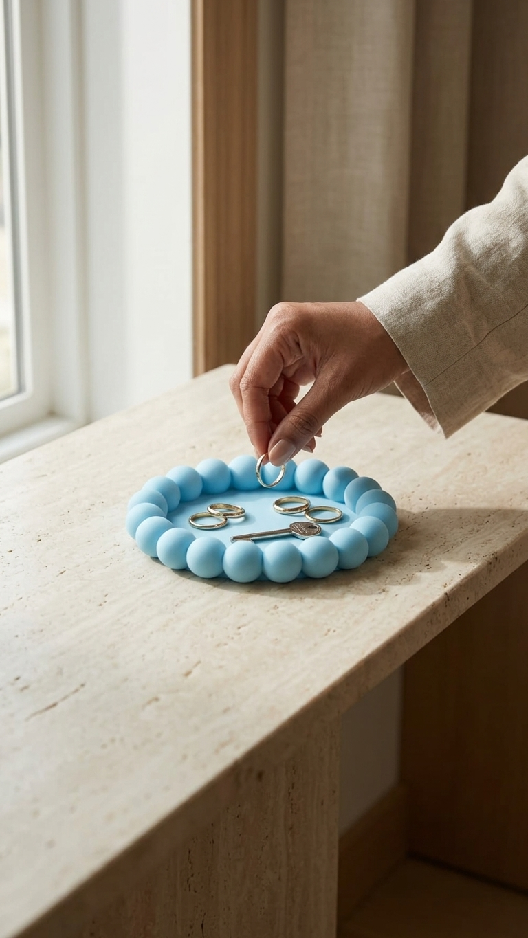 Blue Beaded Jewelry Tray