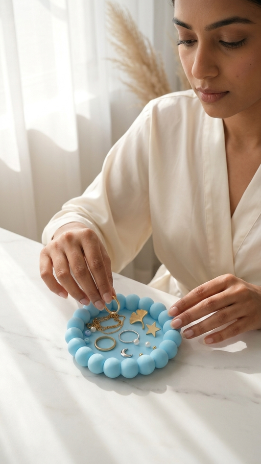 Blue Beaded Jewelry Tray