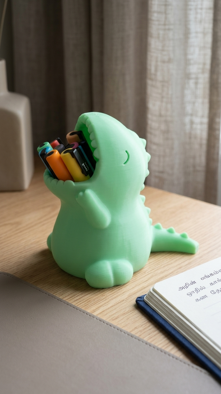 Crocodile Pen Holder – Cute Dinosaur Desk Organizer