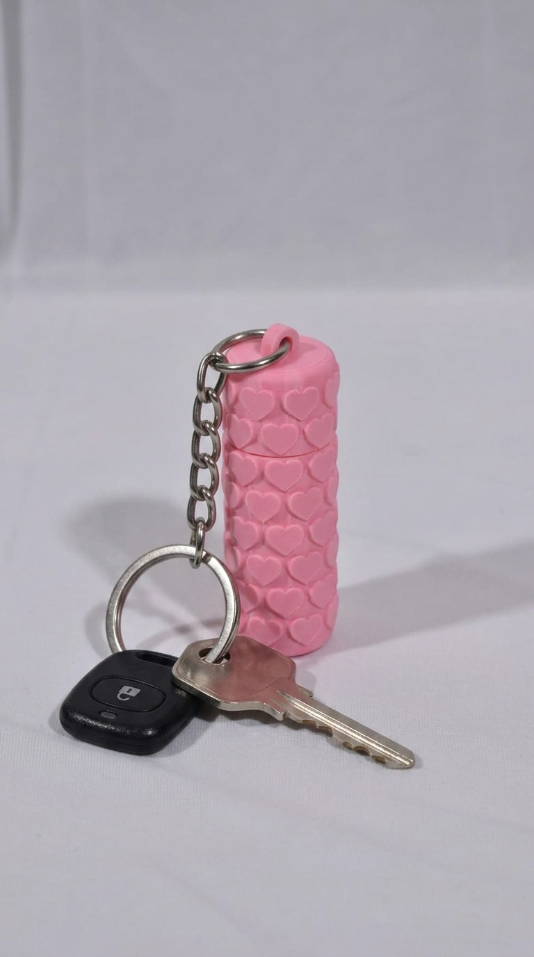 Pink Heart Beaded Keychain