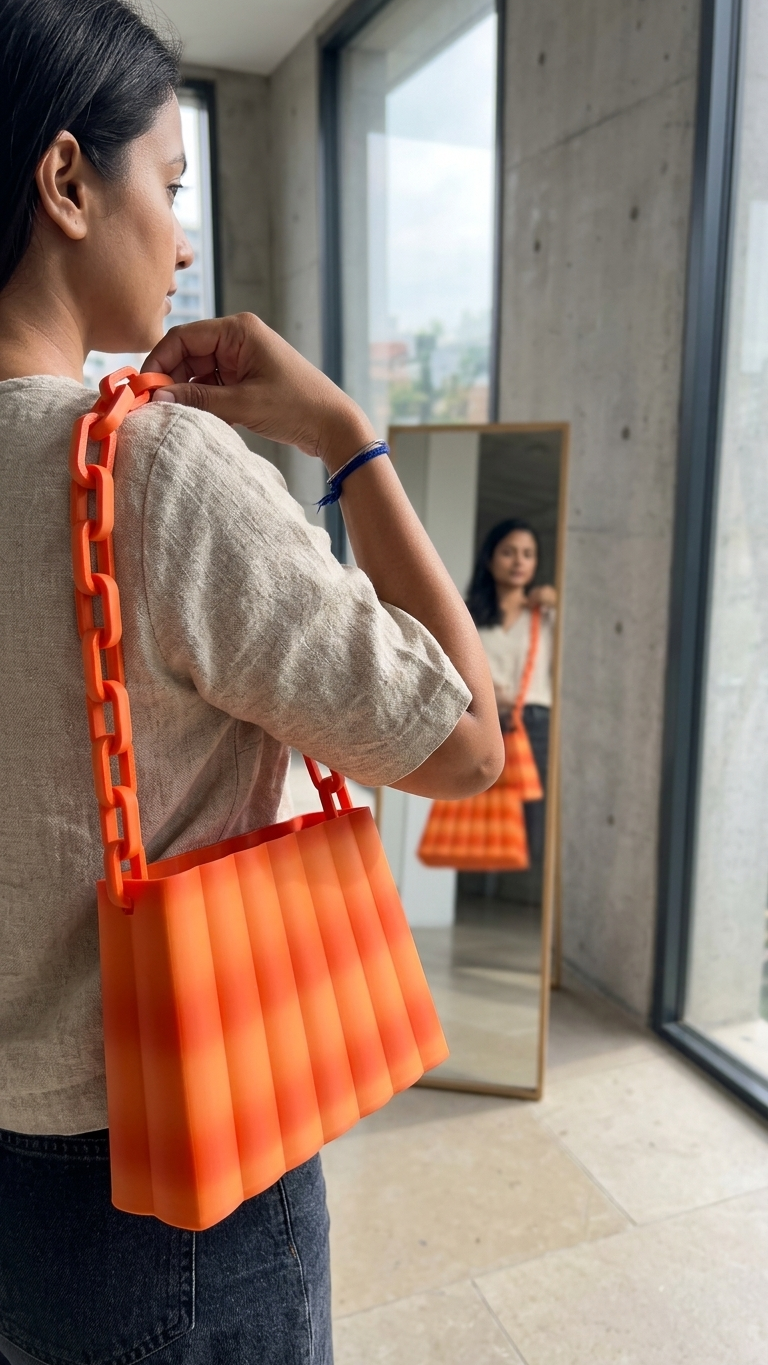3d Sculpted Wave 3D Printed Handbag – Chain Handle Bag