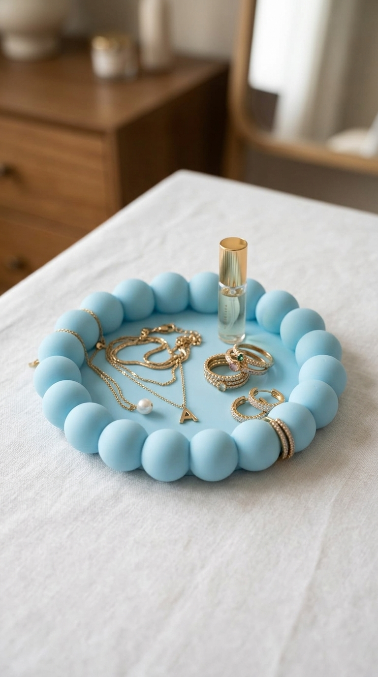 Blue Beaded Jewelry Tray