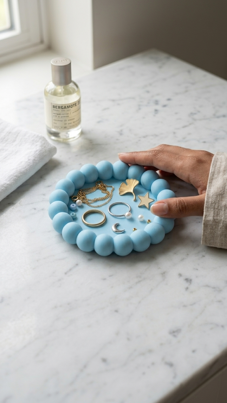 Blue Beaded Jewelry Tray