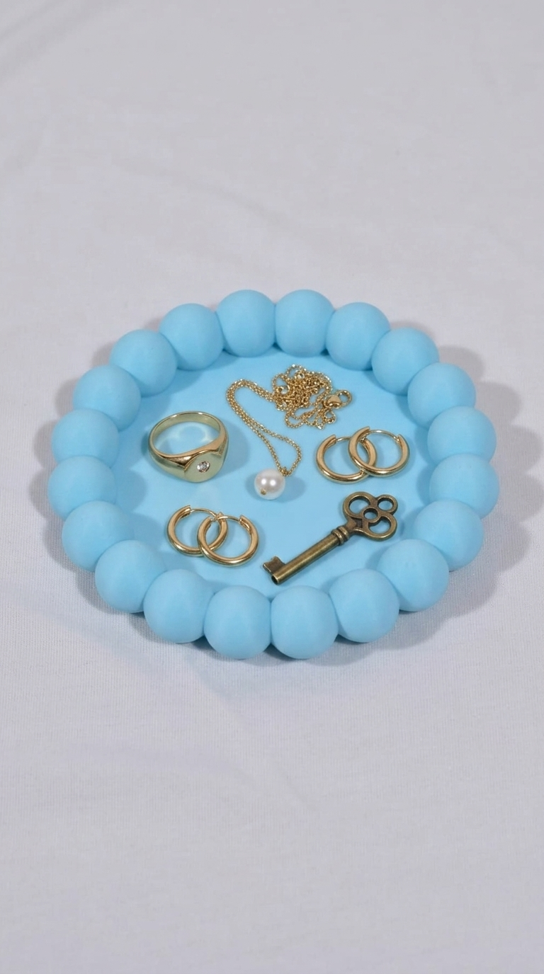 Blue Beaded Jewelry Tray