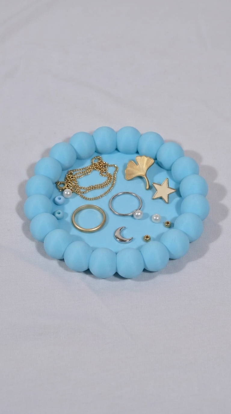 Blue Beaded Jewelry Tray