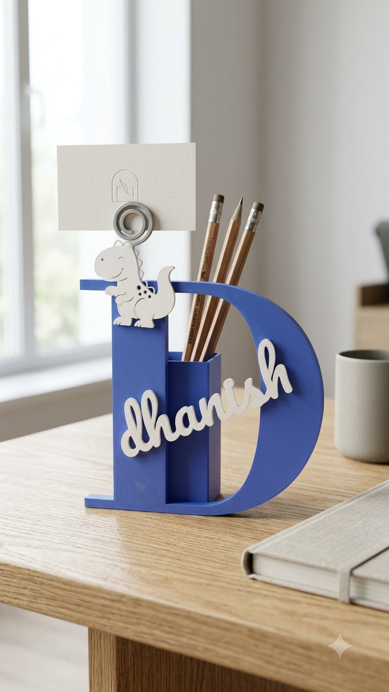 Personalized 3D Printed Initial Desk Organizer