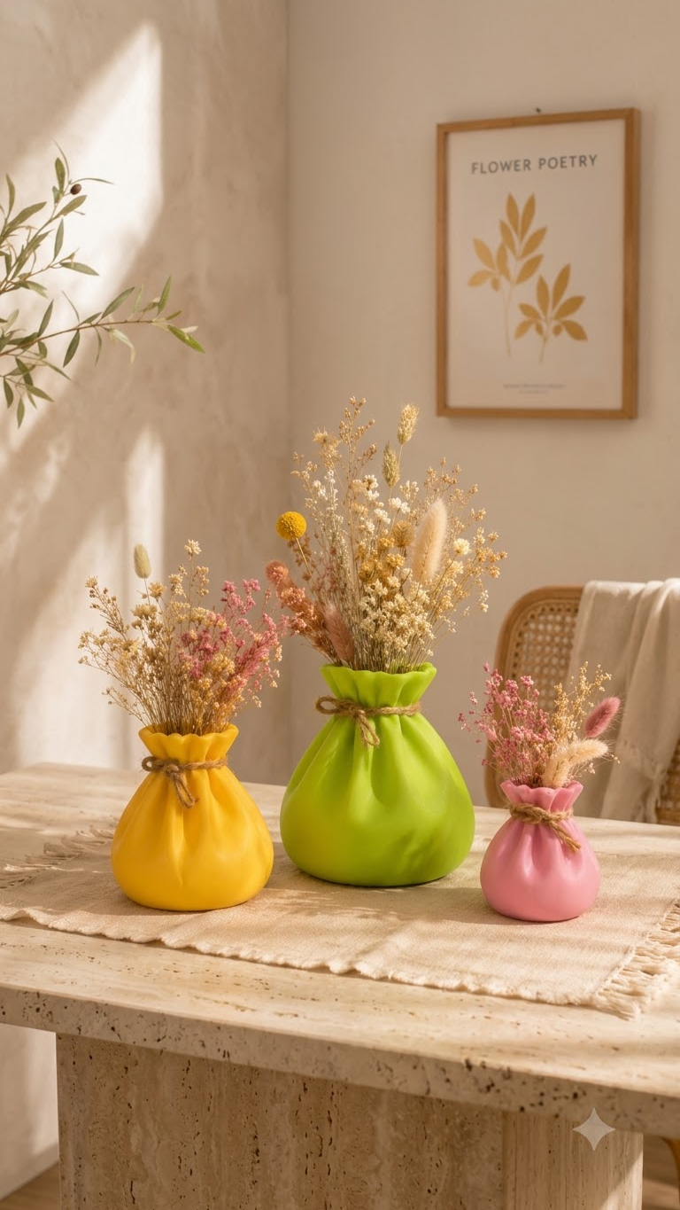 Potli Flower Vase Set of 3 3D Printed