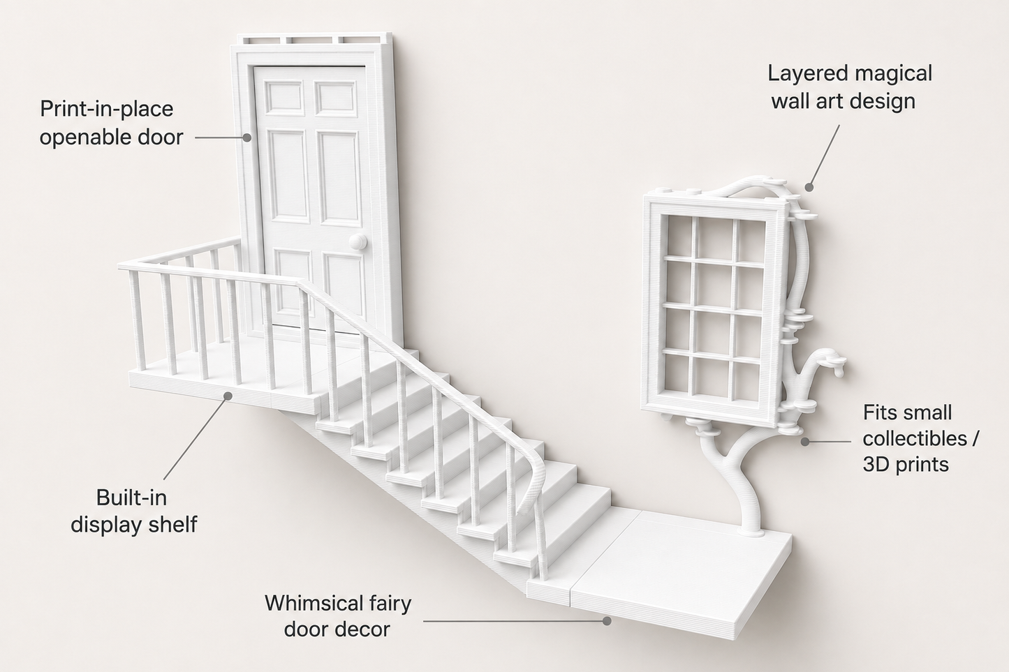 3D Printed Fantasy Wall Art with Mini Display Shelf