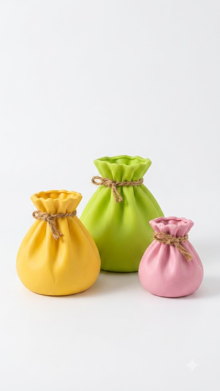 Potli Flower Vase Set of 3 3D Printed