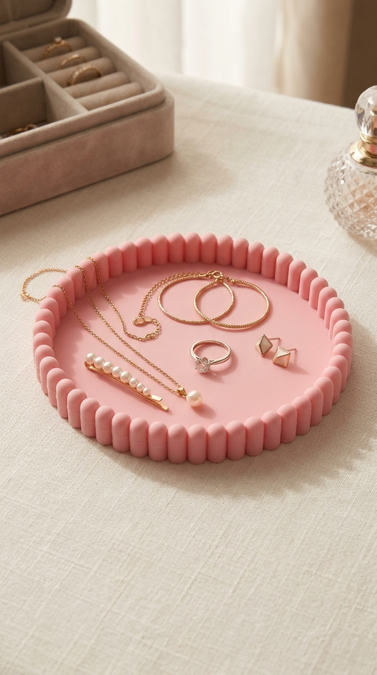 Pink Jewelry & Vanity Tray – Elegant Decorative Organizer
