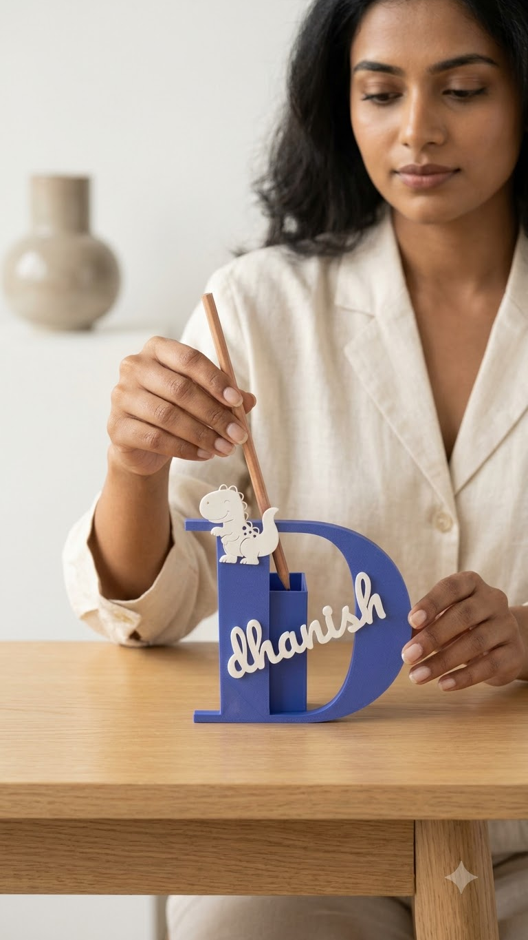 Personalized 3D Printed Initial Desk Organizer