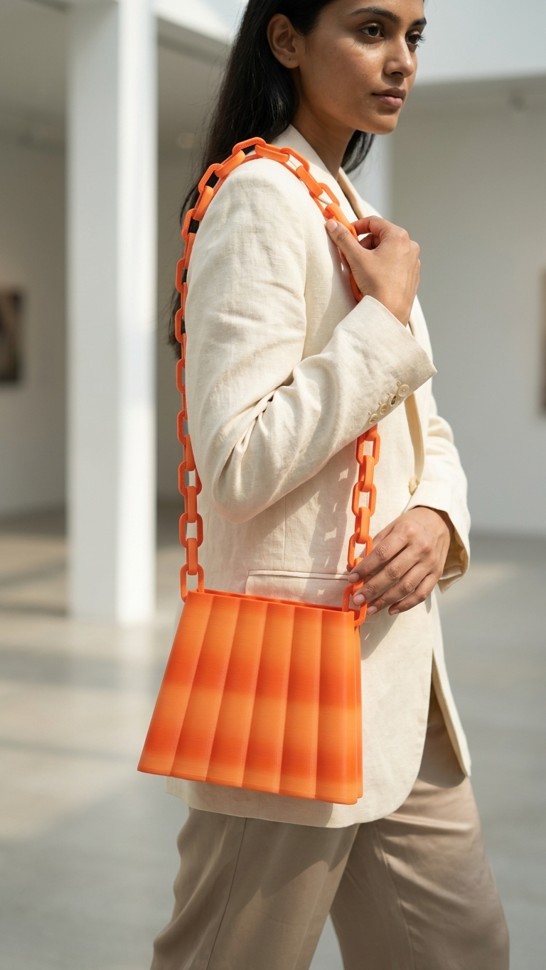 3d Sculpted Wave 3D Printed Handbag – Chain Handle Bag